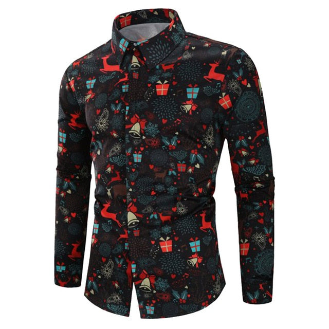 camisa masculina 2019 Christmas Shirt Blouse