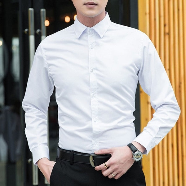 New 2019 Autumn Long Sleeve Turn-down Collar Men Shirts Tops