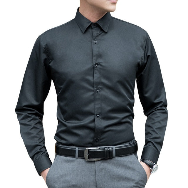 New 2019 Autumn Long Sleeve Turn-down Collar Men Shirts Tops