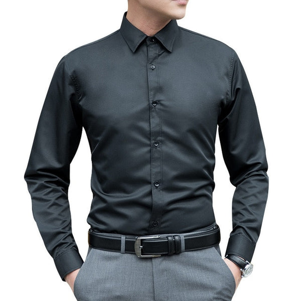 New 2019 Autumn Long Sleeve Turn-down Collar Men Shirts Tops