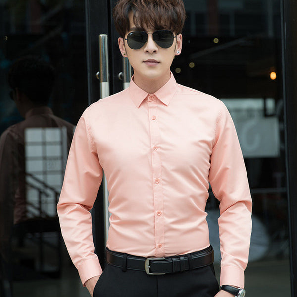 New 2019 Autumn Long Sleeve Turn-down Collar Men Shirts Tops